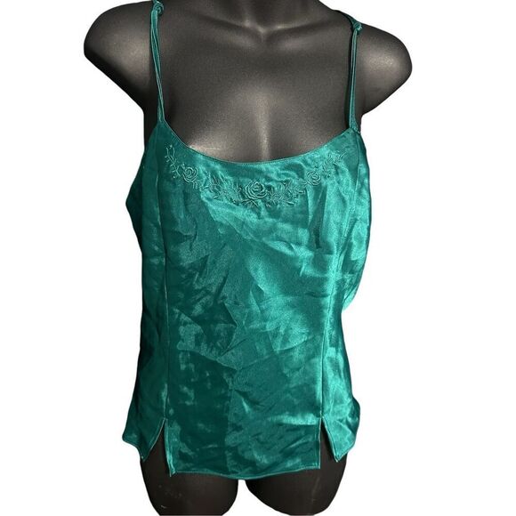 Beautiful Vintage Inner Most Lingerie Camisole Green Beaded Satin size medium Sl - Picture 1 of 6